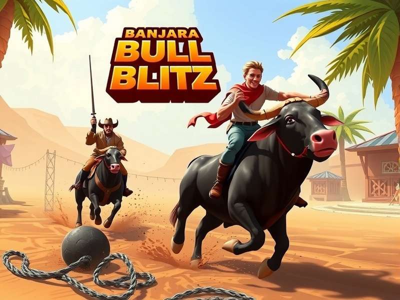 Banjara Bull Blitz game screenshot showing bull riding action